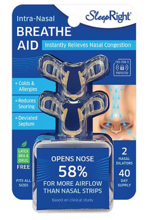 SleepRight Intra-Nasal Breathe Aid – Reusable Nasal Dilator for Snoring Relief (2 Pack)